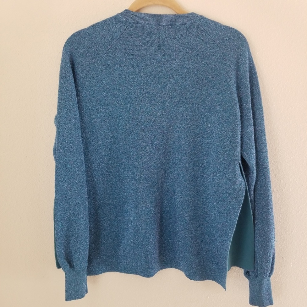 3/$25 J CREW Sparkle Side Slit Sweater Blue XS - Picture 3 of 3